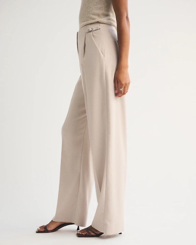 Curve Love A&F Sloane Tailored Hardware Wide Leg Pant