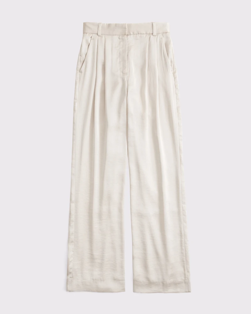 A&F Sloane Satin Tailored Wide Leg Pant