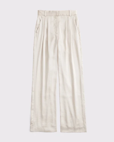 A&F Sloane Satin Tailored Wide Leg Pant
