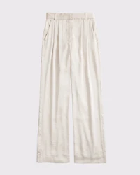 A&F Sloane Satin Tailored Wide Leg Pant