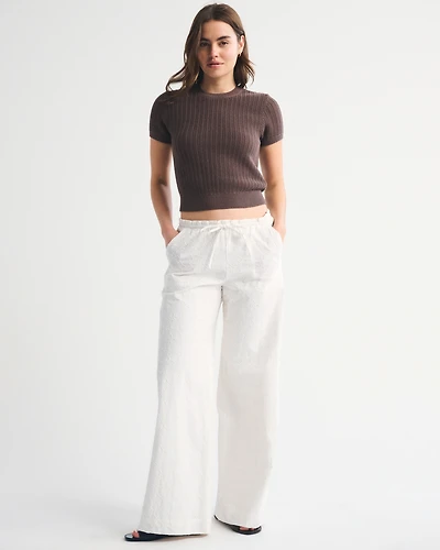 Cotton Jacquard Pull-On Pant
