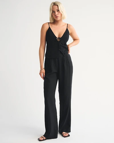 A&F Sloane Linen-Blend Tailored Wide Leg Pant