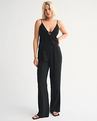 A&F Sloane Linen-Blend Tailored Wide Leg Pant