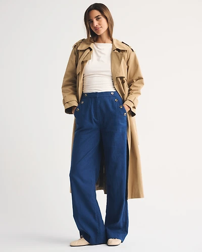 A&F Sloane Linen-Blend Tailored Wide Leg Pant