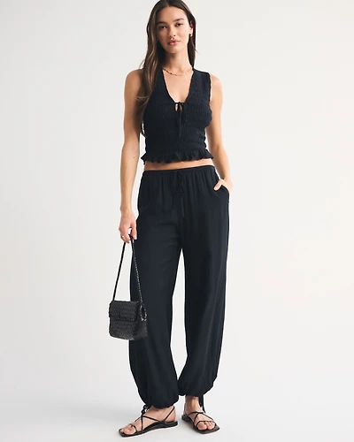 Convertible Crinkle Balloon Pull-On Pant