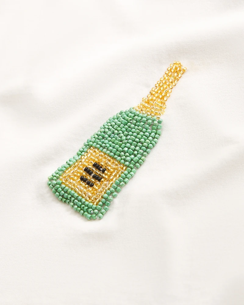 Short-Sleeve Champagne Graphic Skimming Tee