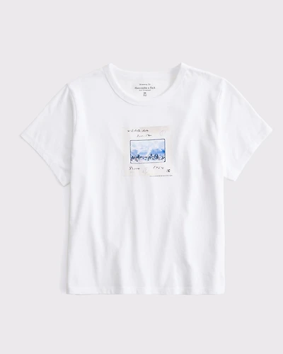 Short-Sleeve Slim Aarons Graphic Skimming Tee