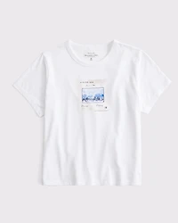 Short-Sleeve Slim Aarons Graphic Skimming Tee
