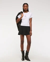 Short-Sleeve Kissed Napkin Graphic Skimming Tee