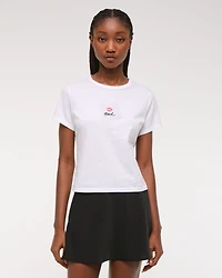 Short-Sleeve Kissed Napkin Graphic Skimming Tee