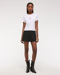 Short-Sleeve Kissed Napkin Graphic Skimming Tee