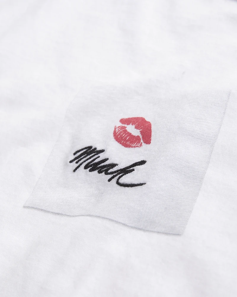 Short-Sleeve Kissed Napkin Graphic Skimming Tee
