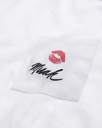 Short-Sleeve Kissed Napkin Graphic Skimming Tee