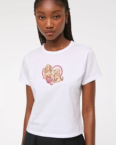 Short-Sleeve Kissed Napkin Graphic Skimming Tee