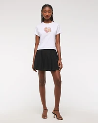 Short-Sleeve Kissed Napkin Graphic Skimming Tee