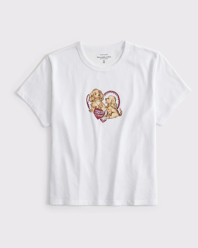 Short-Sleeve Kissed Napkin Graphic Skimming Tee
