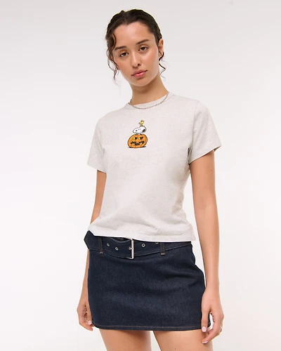Short-Sleeve Snoopy Graphic Skimming Tee