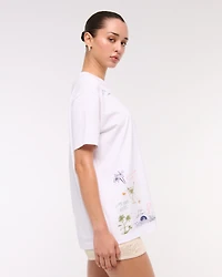 Oversized Beach Doodle Graphic Tee