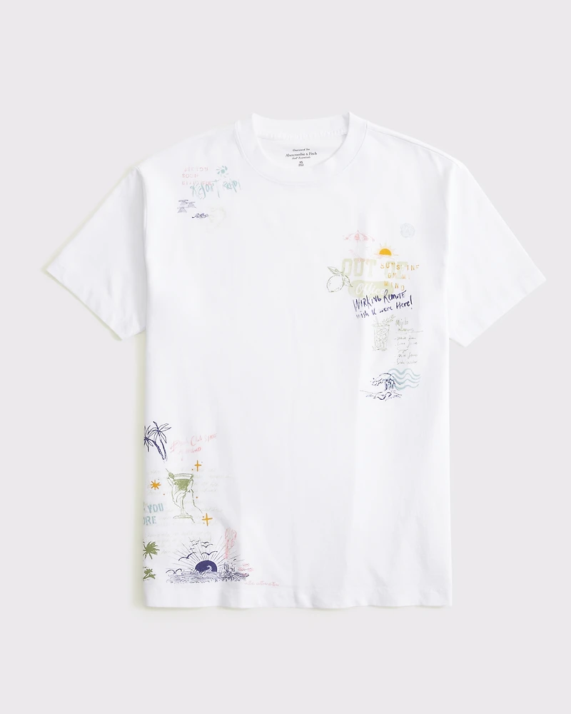Oversized Beach Doodle Graphic Tee