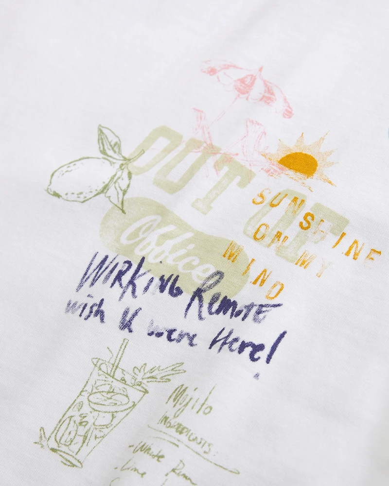 Oversized Beach Doodle Graphic Tee