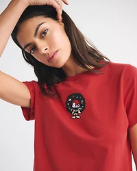 Short-Sleeve Snoopy Graphic Skimming Tee