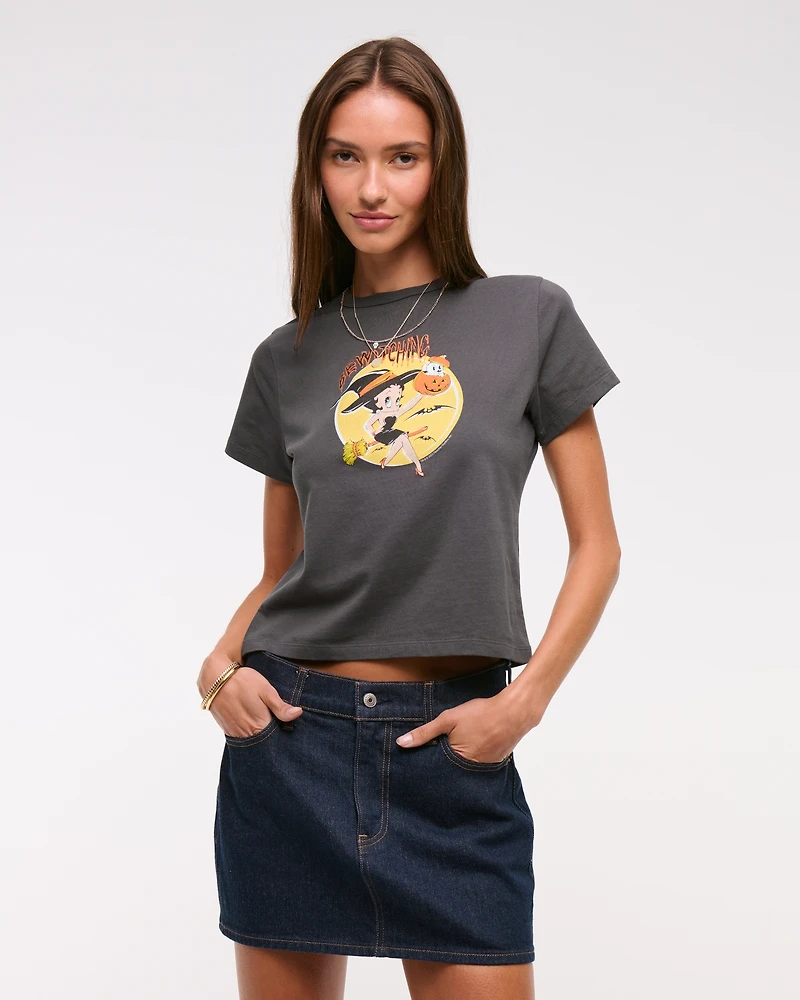 Short-Sleeve Betty Boop Graphic Skimming Tee