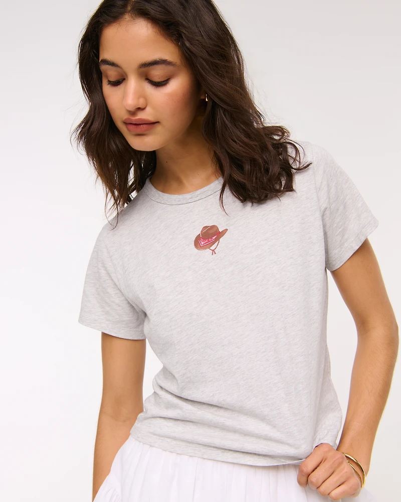 Short-Sleeve Cowboy Hat Graphic Skimming Tee