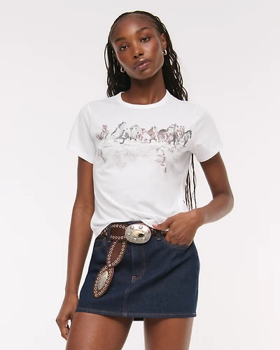 Short-Sleeve Cowboy Hat Graphic Skimming Tee