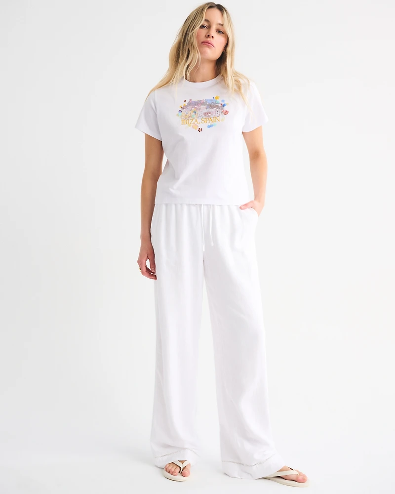 Short-Sleeve Ibiza Graphic Skimming Tee