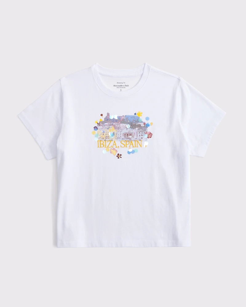 Short-Sleeve Ibiza Graphic Skimming Tee
