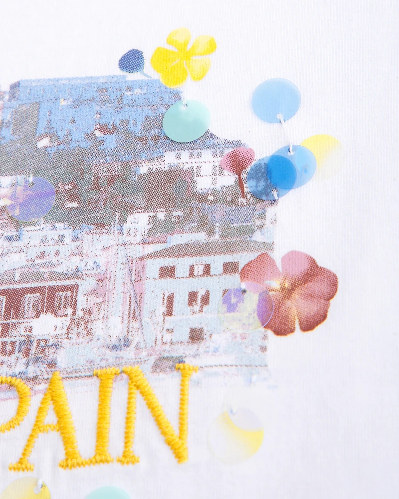 Short-Sleeve Ibiza Graphic Skimming Tee