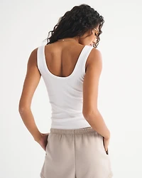 Crochet-Style Shell Rib Scoopneck Tank