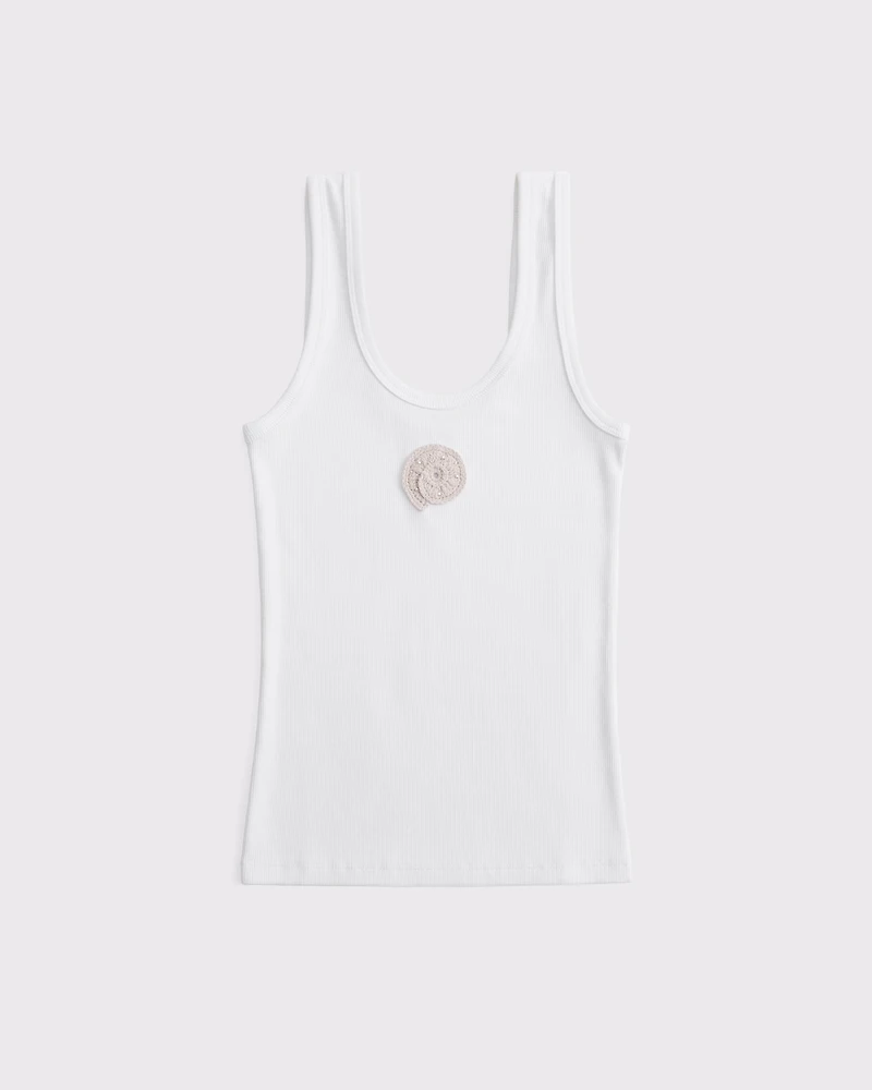 Crochet-Style Shell Rib Scoopneck Tank