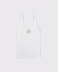 Crochet-Style Shell Rib Scoopneck Tank