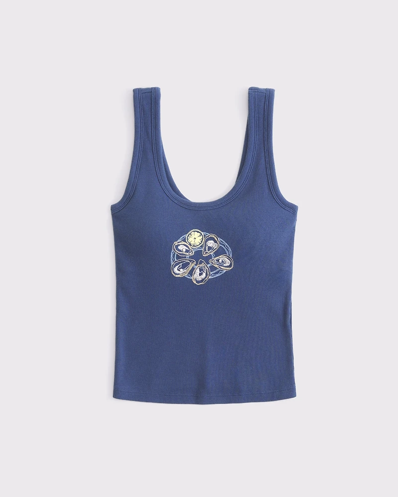 Bra-Free Coastal Graphic Scoopneck Tank