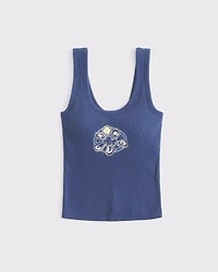 Bra-Free Coastal Graphic Scoopneck Tank