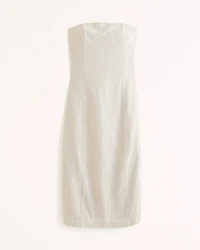 Strapless Linen-Blend Midi Dress