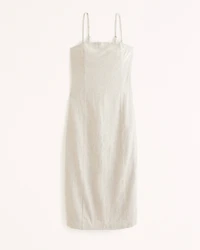 Strapless Linen-Blend Midi Dress