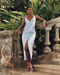 Draped Twist-Front Maxi Dress