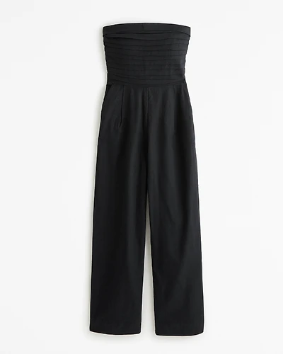 The A&F Emerson Linen-Blend Ruched Strapless Jumpsuit