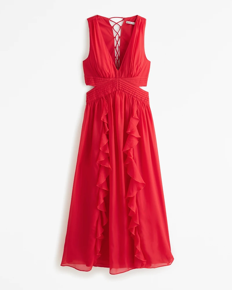 Lace-Up Back Maxi Dress