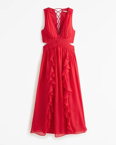 Lace-Up Back Maxi Dress