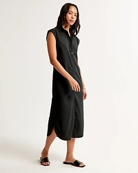 Button-Through Midi Shirt Dress