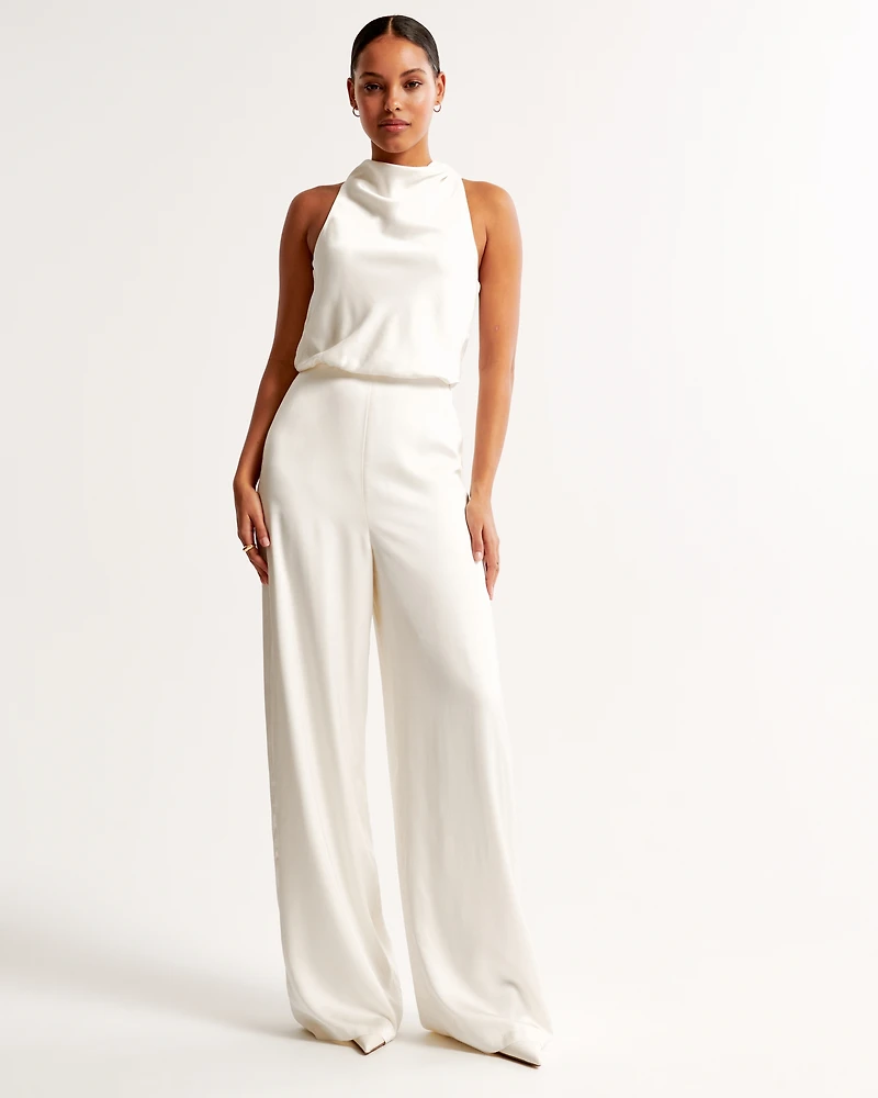 High-Neck Draped Jumpsuit
