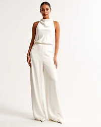 High-Neck Draped Jumpsuit