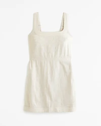 Linen-Blend Wide Strap Mini Dress