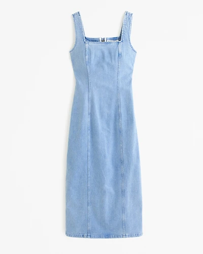Denim Column Midi Dress
