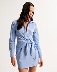 Long-Sleeve Wrap Shirt Dress