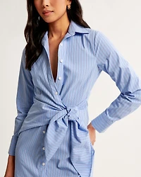 Long-Sleeve Wrap Shirt Dress