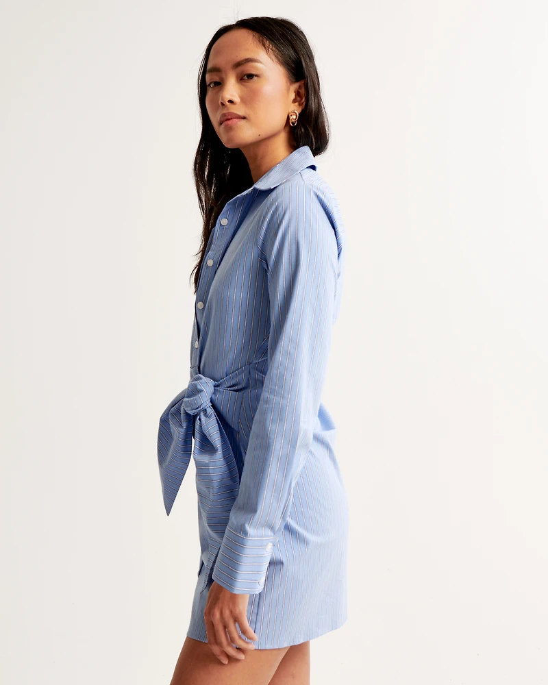 Long-Sleeve Wrap Shirt Dress